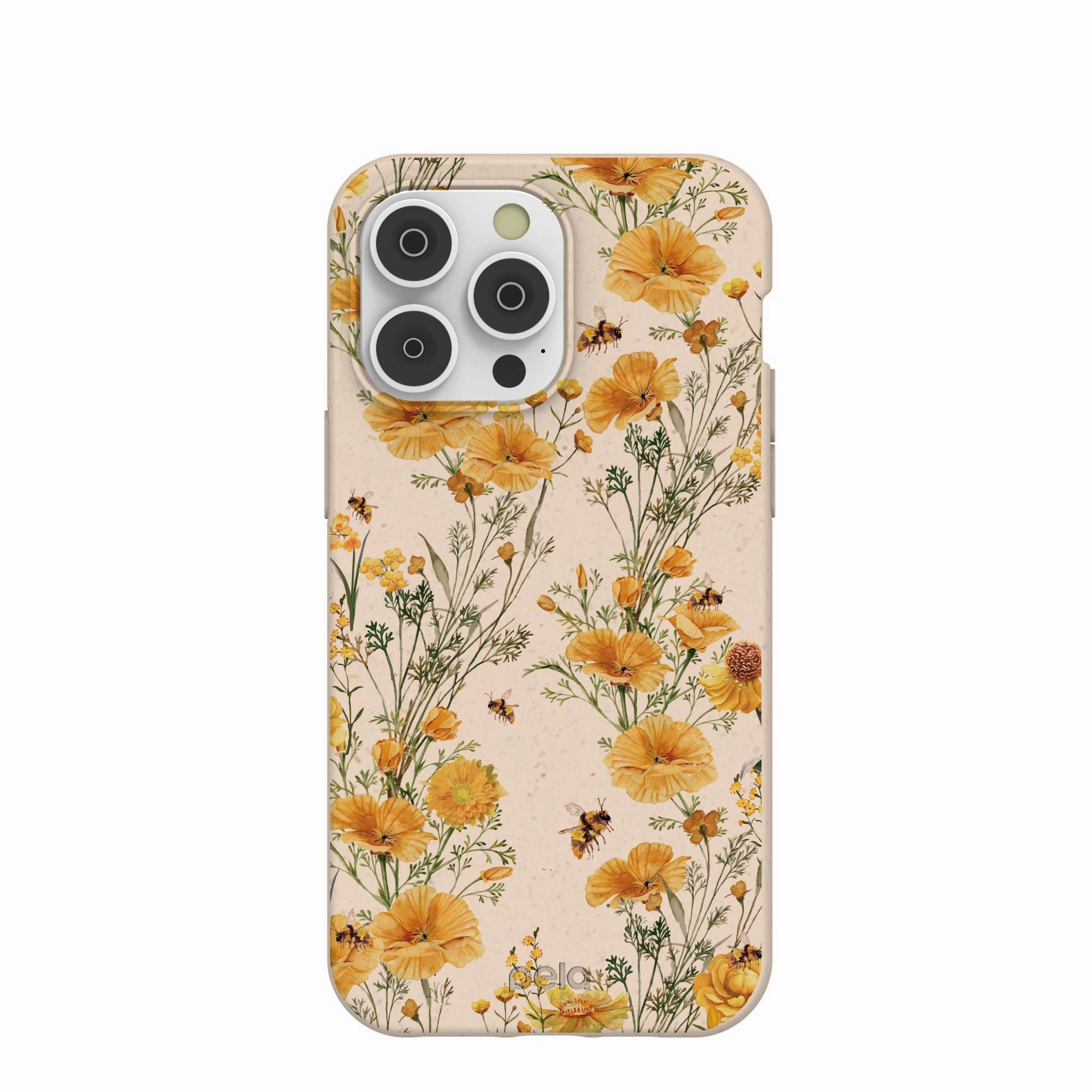 Portable Fit Hybrid Pattern Texture Seashell Vintage Bee iPhone 14 Pro Max Case
