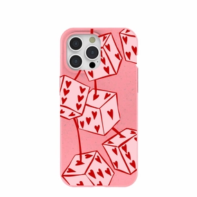 Frosted Finish Smooth Protection Bubblegum Pink Dicey Cherries iPhone 15 Pro Max Case