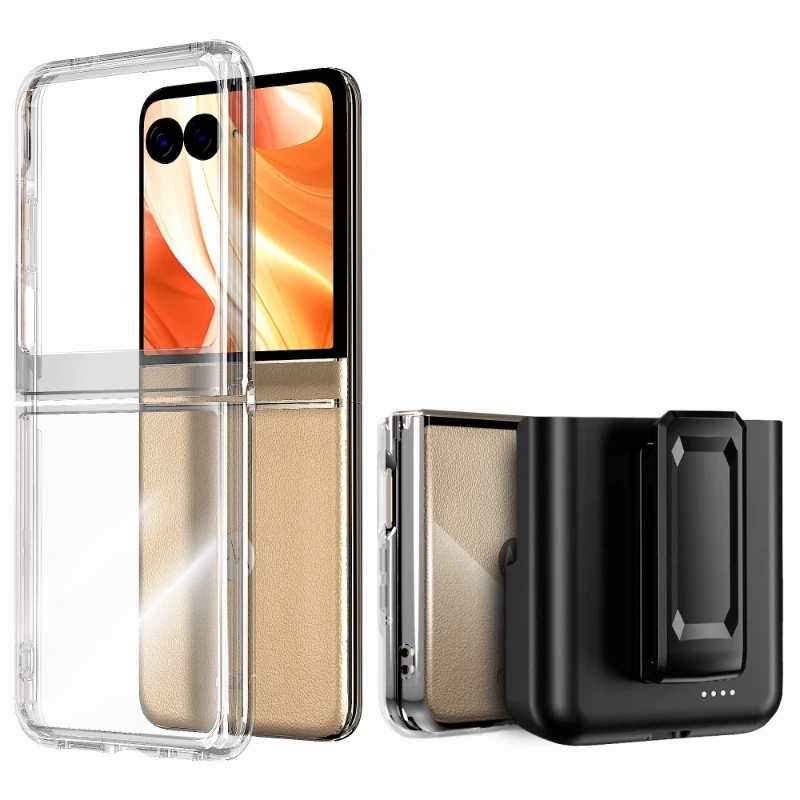 Motorola Razr (2024) / Razr 50 Hybrid Shockproof Clear Slim Acrylic Case Cover Flexible Hinge Rib Smooth Shield