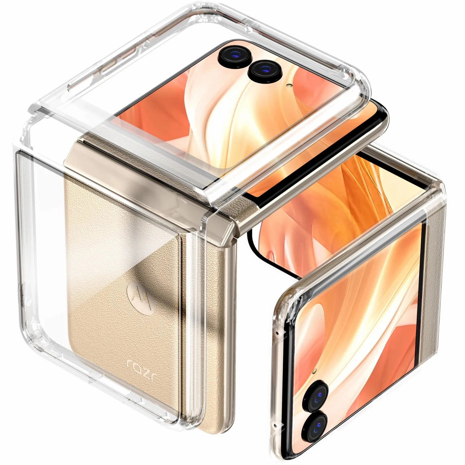 Motorola Razr (2024) / Razr 50 Hybrid Shockproof Clear Slim Acrylic Case Cover Flexible Hinge Rib Smooth Detail Textured Finish