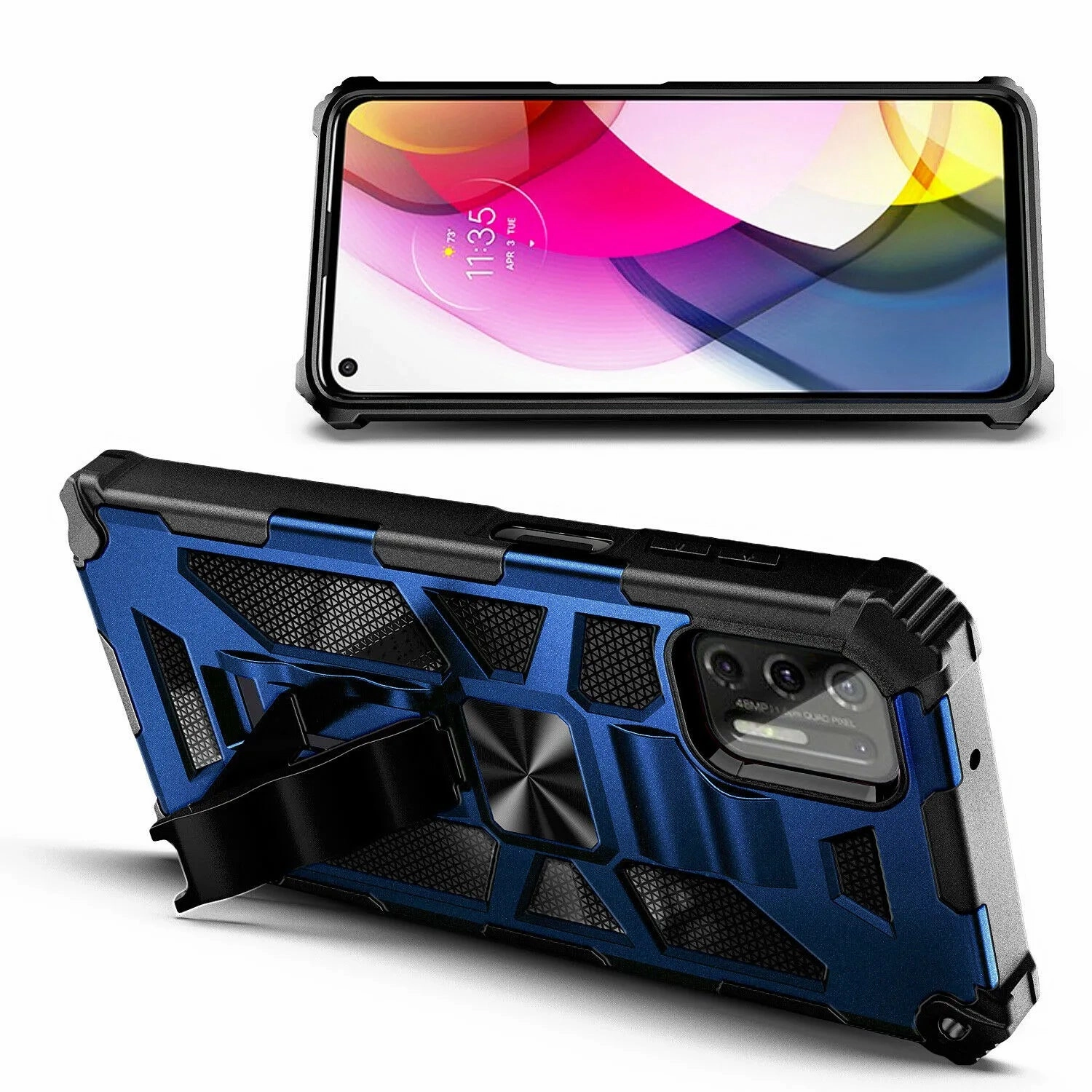 Soft Layer Texture Smooth Edge Design Motorola Moto G Stylus (2021) Armor Case Kickstand Magnetic Mount