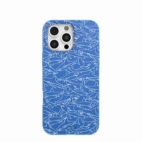 Protective Design Electric Blue Shark Frenzy iPhone 16 Pro Max Case