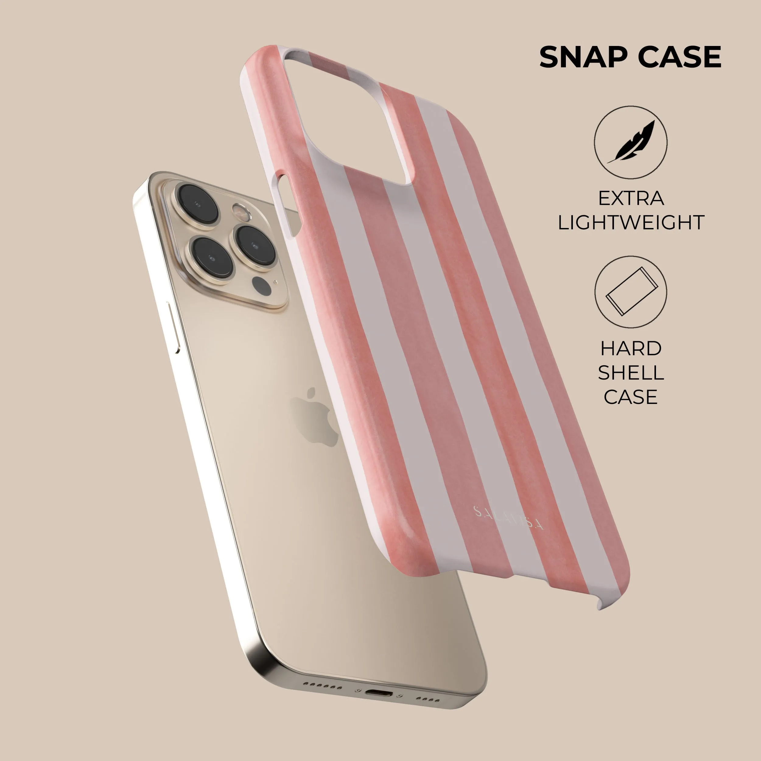 Coral Stripe Phone Case Stylish Detail Custom Fit
