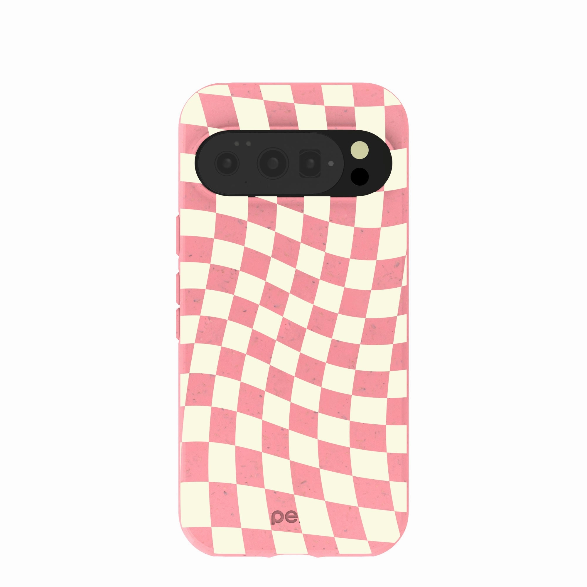 Bubblegum Pink Warped Checkers Google Pixel 10/10 Pro Case Premium Grip Matte Pattern Design