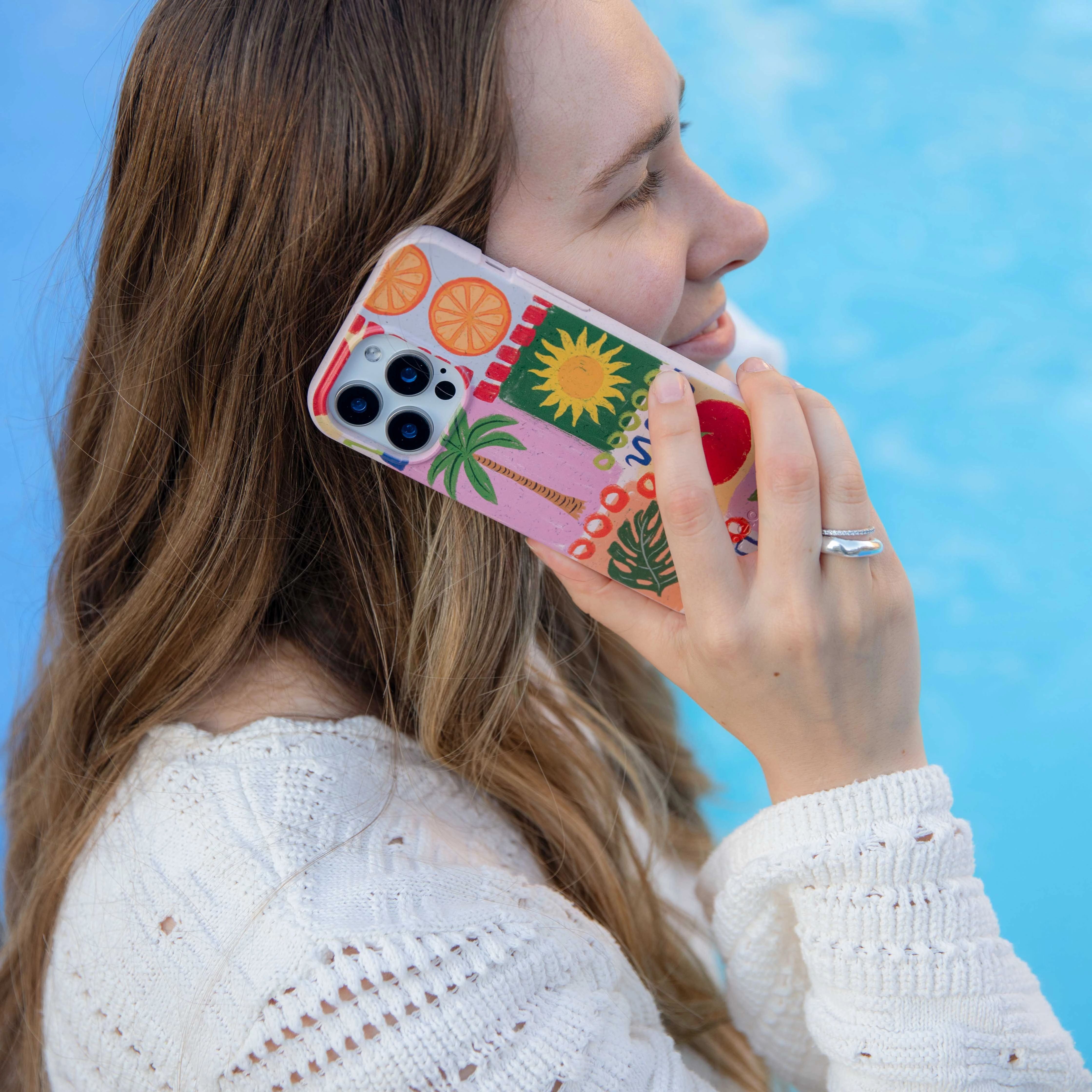 Dual Layer Edge Shield Seashell Hello Sunshine iPhone 17 Pro Max Case