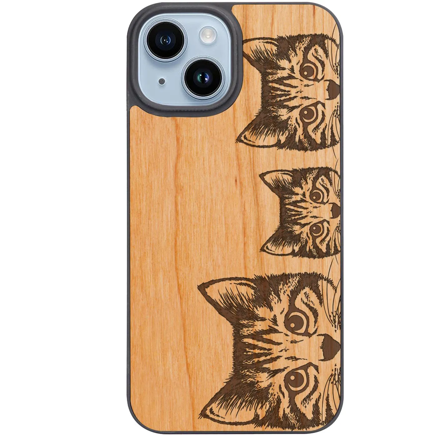 Soft Design Shock Guard Curious Cats - Engraved Phone Case