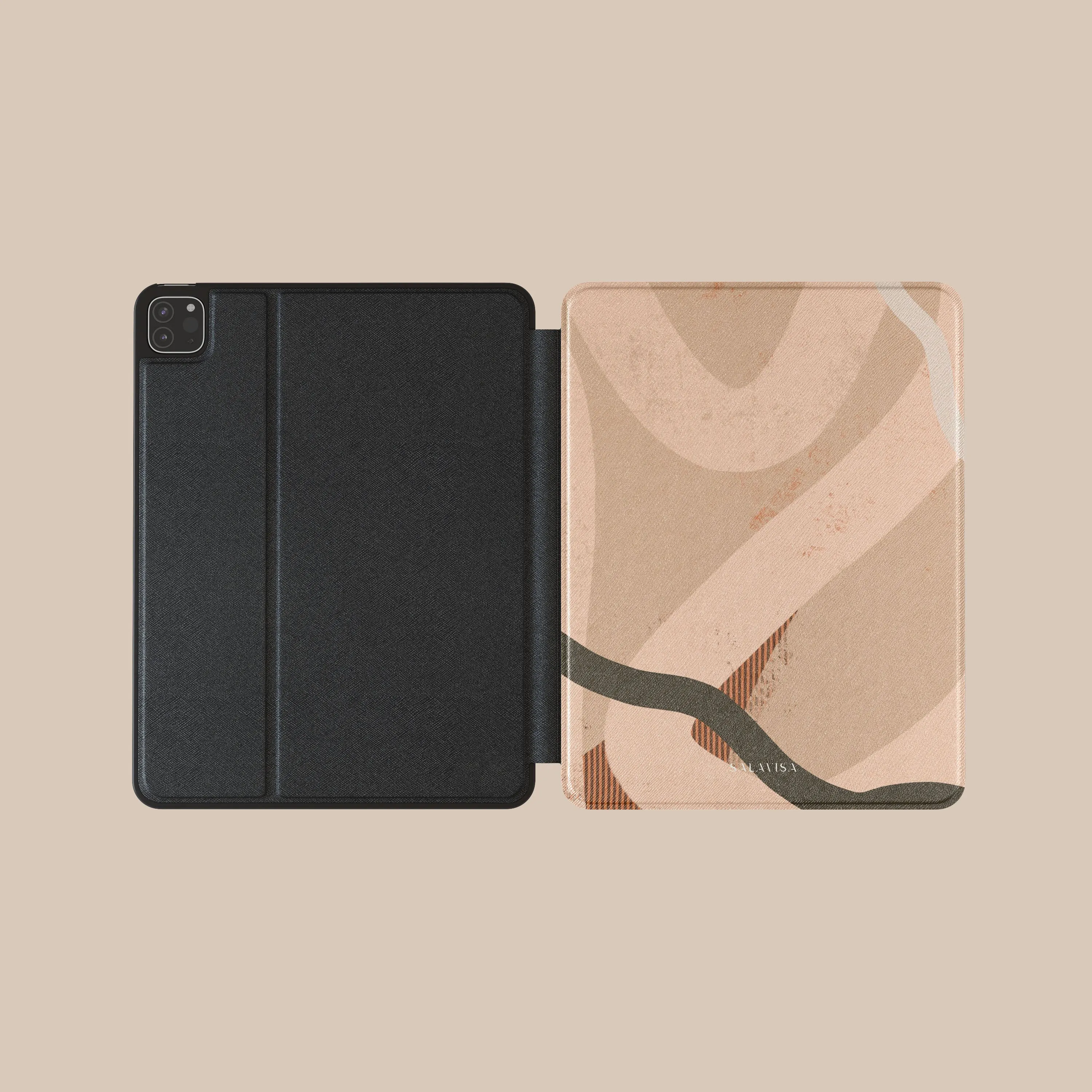 Tablet Sleeve Compact Fit hand strap folio case Beige Organic iPad Case