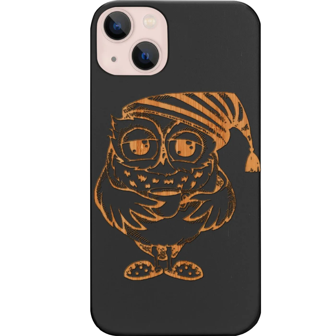 Owl with Coffee - Engraved Phone Case Light Design