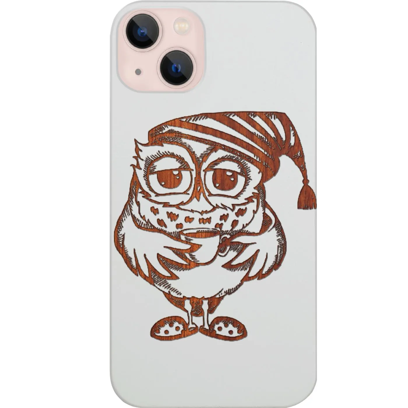 Modern Pattern Style Refined Style Owl with Coffee - Engraved Phone Case