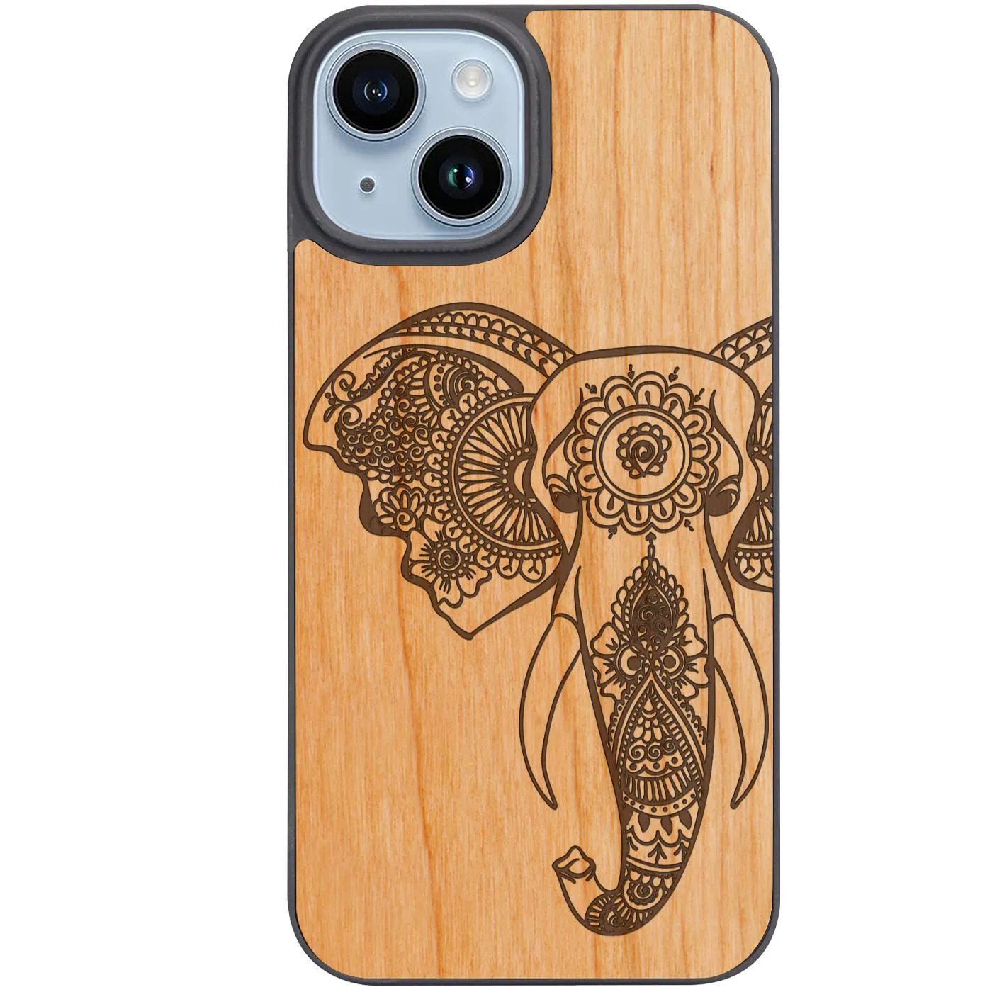 Hybrid Edge Subtle design Elephant Head 2 - Engraved Phone Case