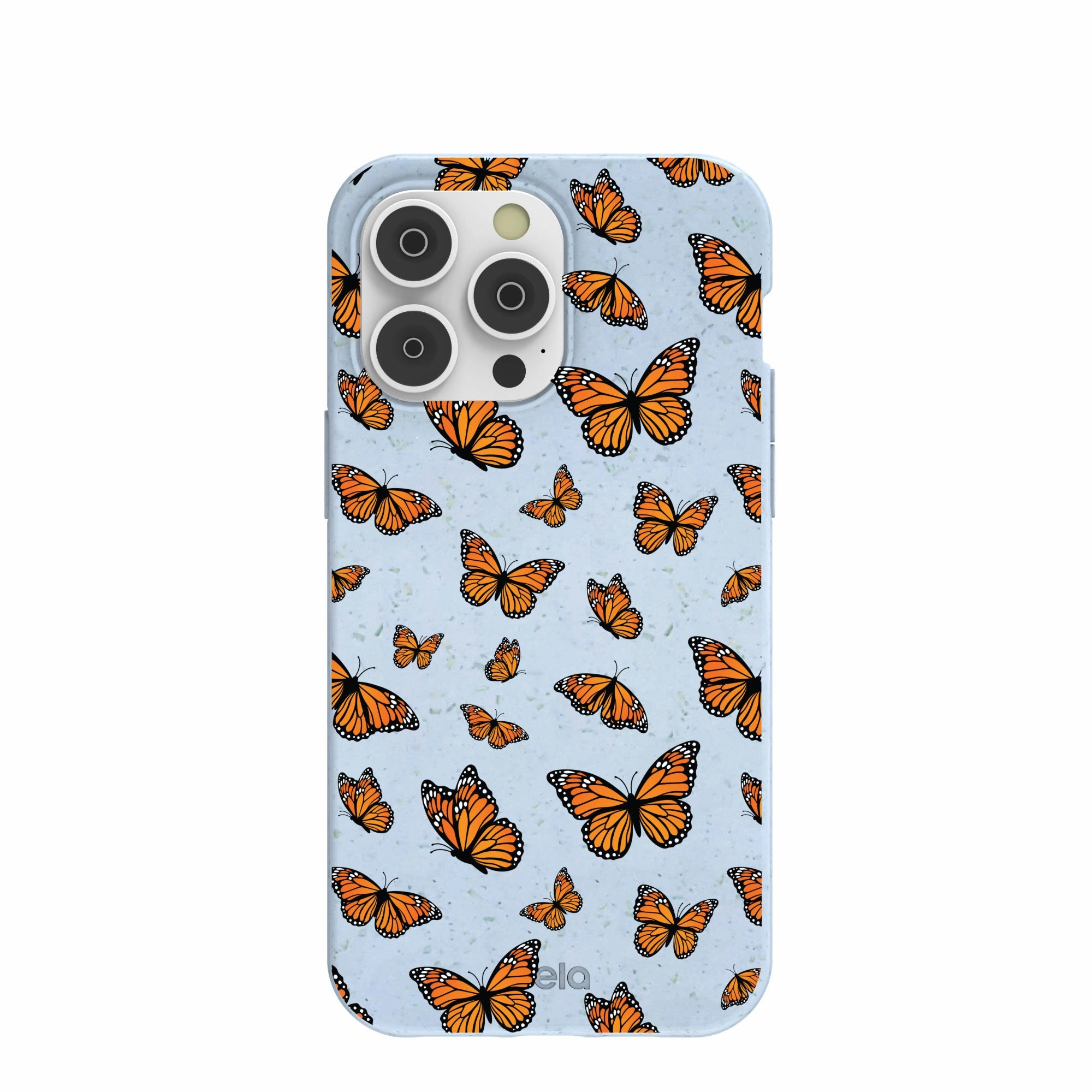 Powder Blue Monarchs in flight iPhone 14 Pro Max Case Soft Protection Stylish Grip Texture
