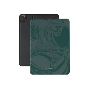Tablet Armor Shield Pro Flex Durable Fabric Dark Green Swirl iPad Case