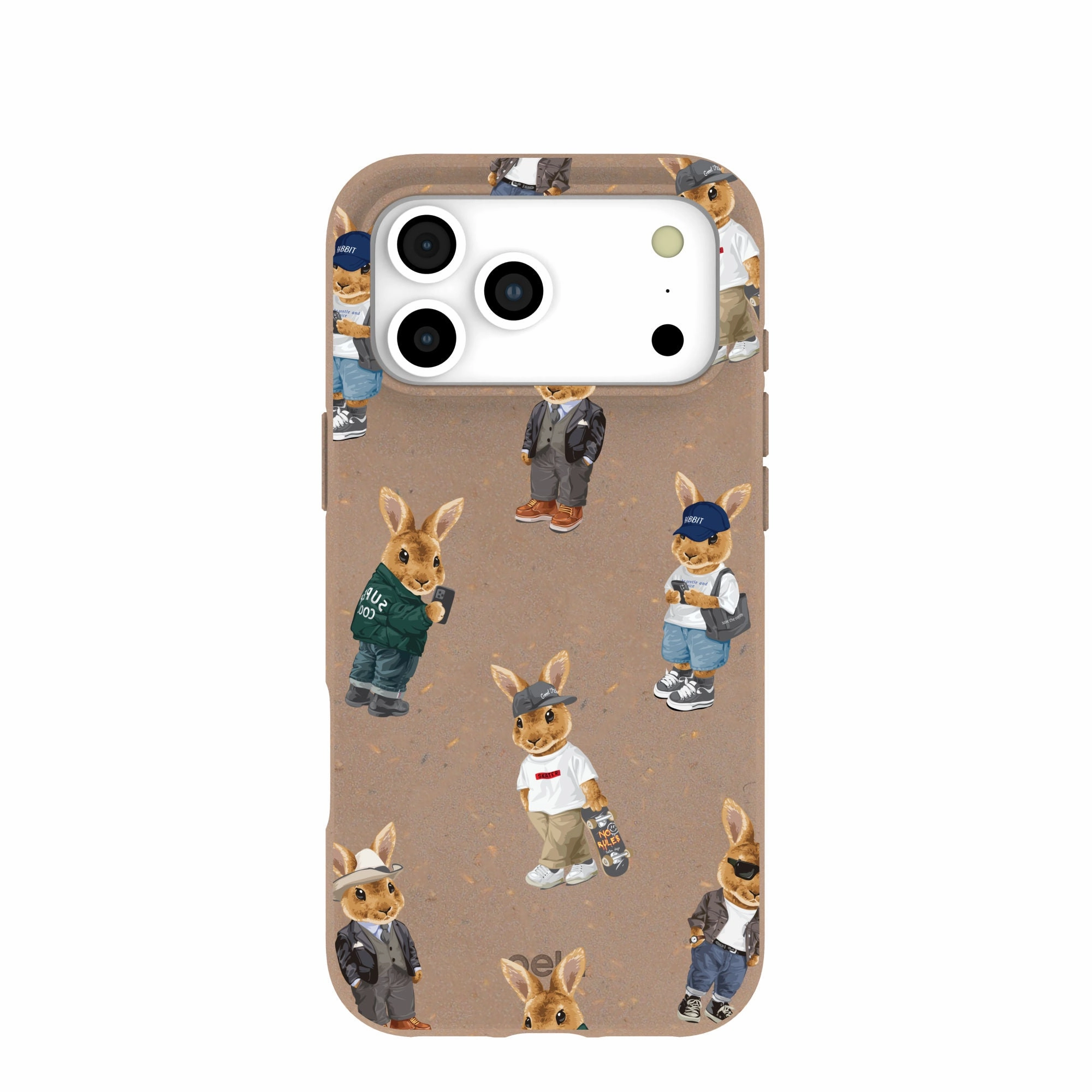 Chocolate Brown Rabbit Friends iPhone 17 Pro Max Case Durable Texture Finish Polished Surface