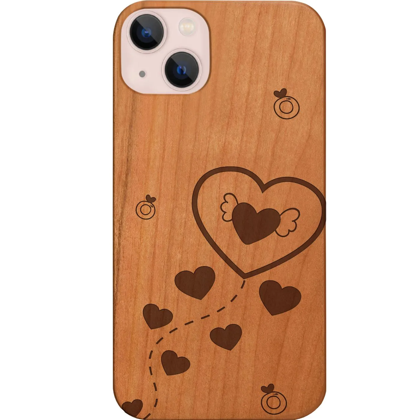 Portable Fit Elegant Edge Floating Heart Pattern - Engraved Phone Case