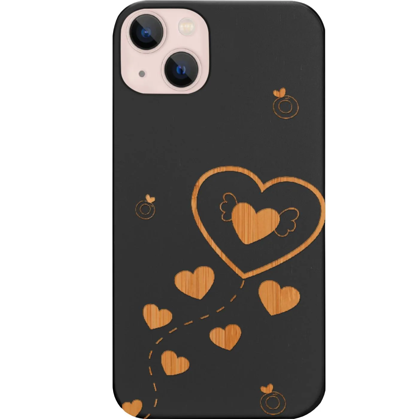 Soft Detail Floating Heart Pattern - Engraved Phone Case