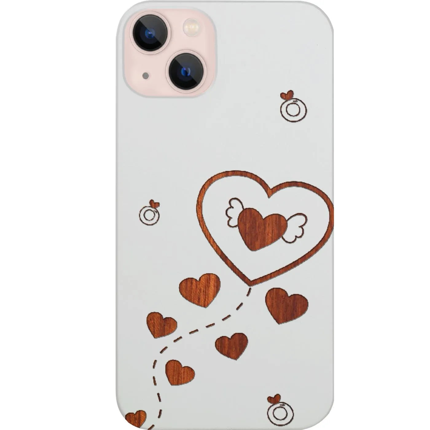 Soft Edge Look Soft Surface Layer Floating Heart Pattern - Engraved Phone Case