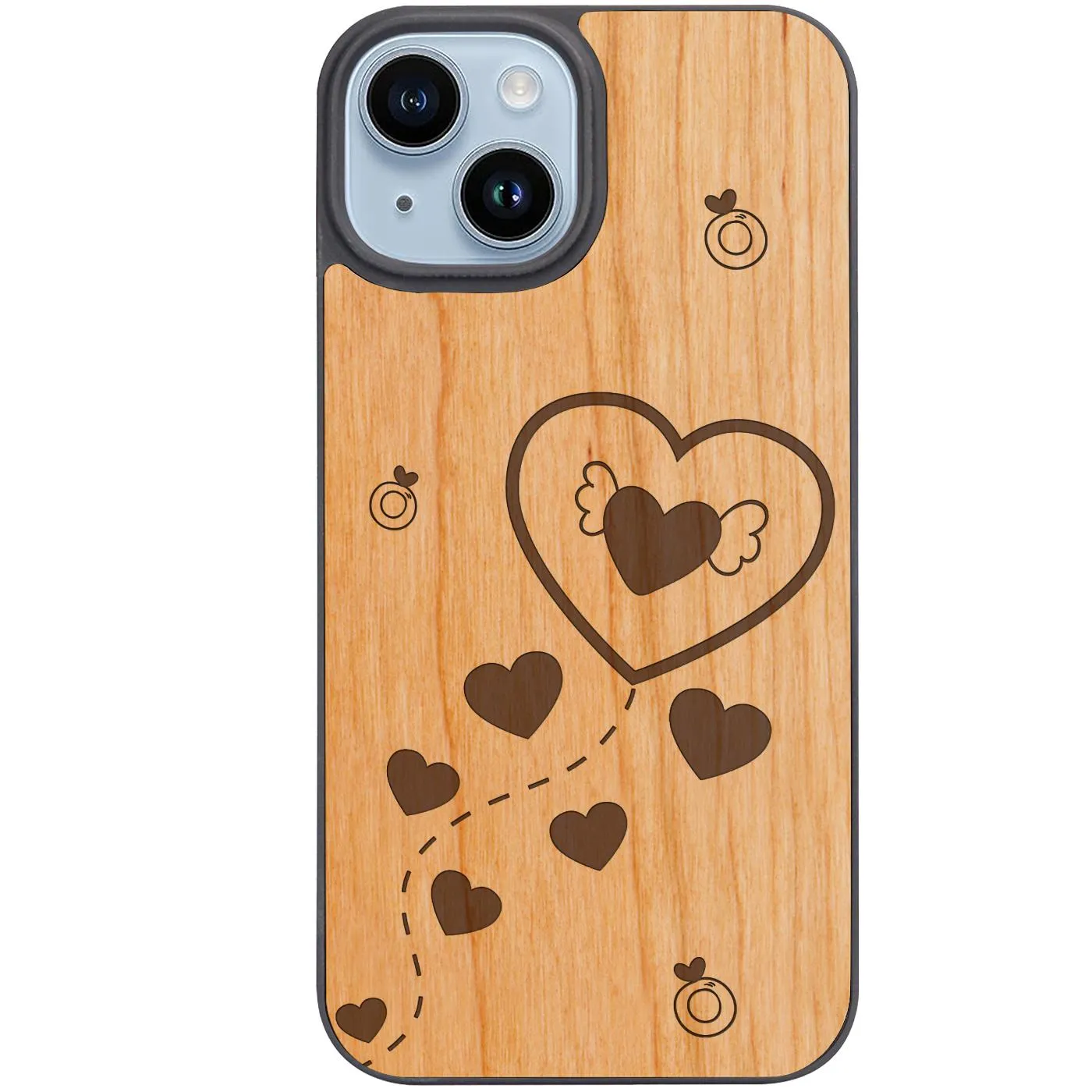 Floating Heart Pattern - Engraved Phone Case Elegant Finish Design