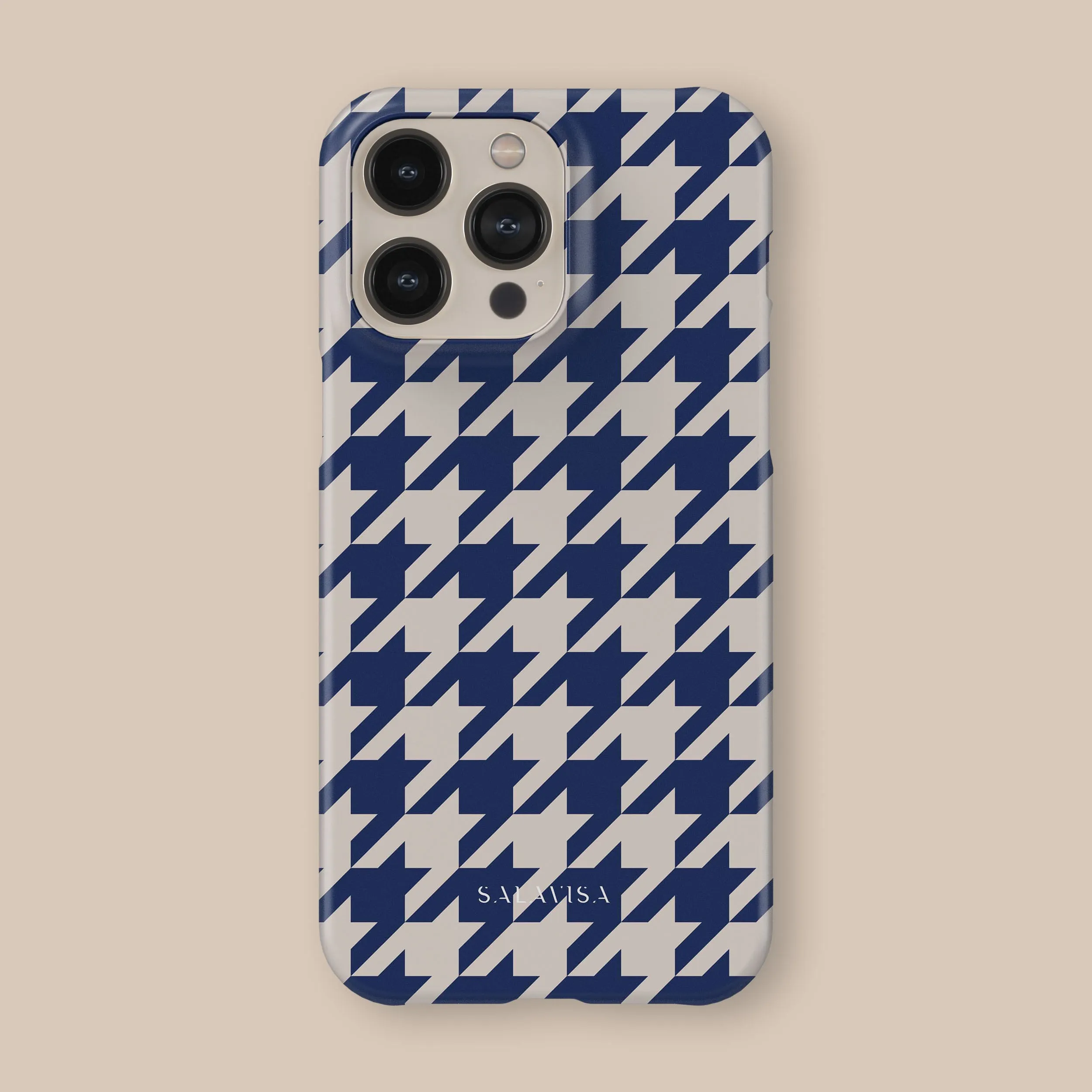 Blue Houndstooth Phone Case Casual Look