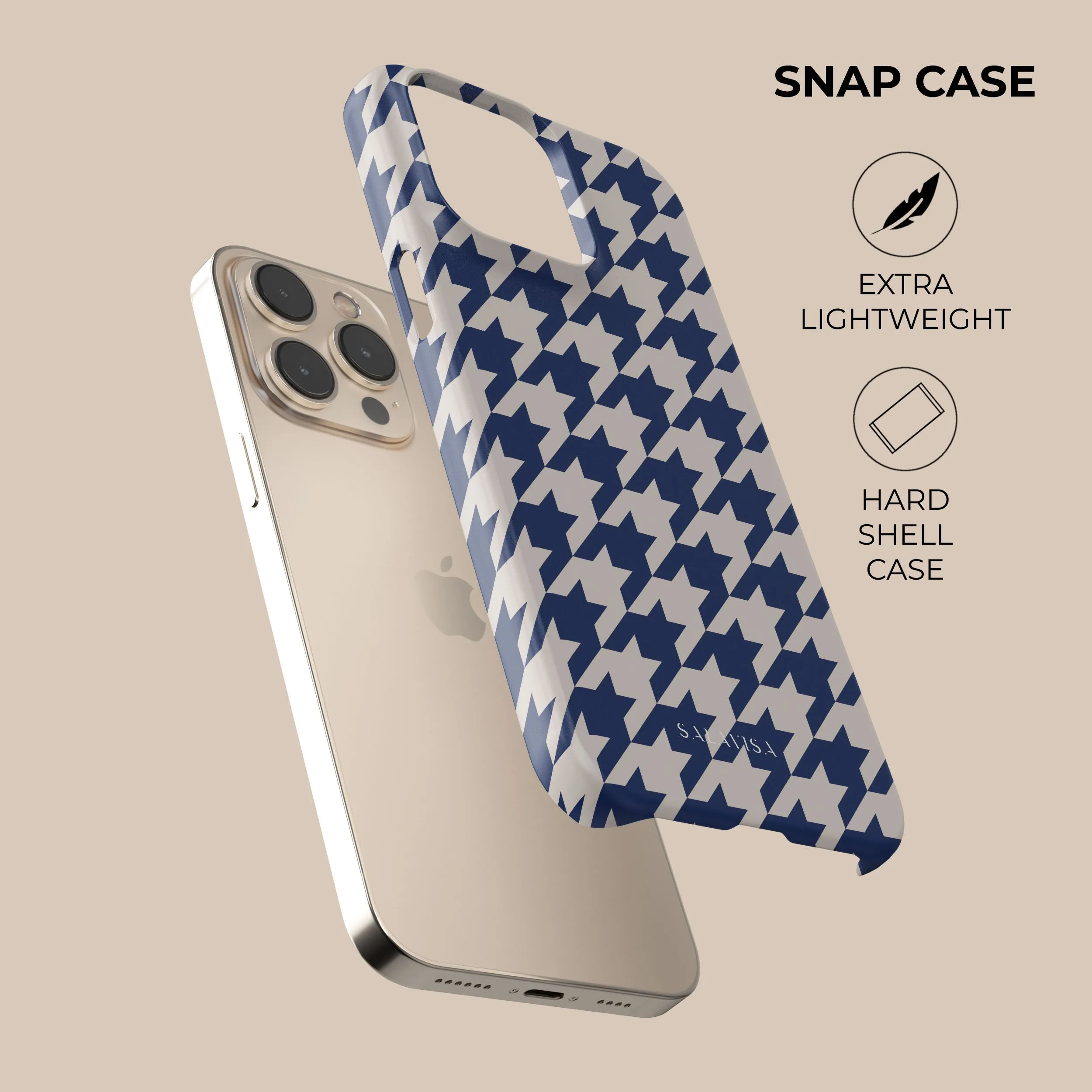 Carbon Fiber Polished Layer Blue Houndstooth Phone Case