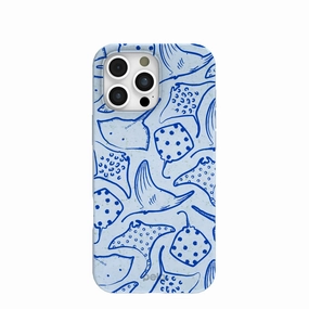 Rugged Look Artistic Print Powder Blue Stingray Fever iPhone 16 Pro Max Case