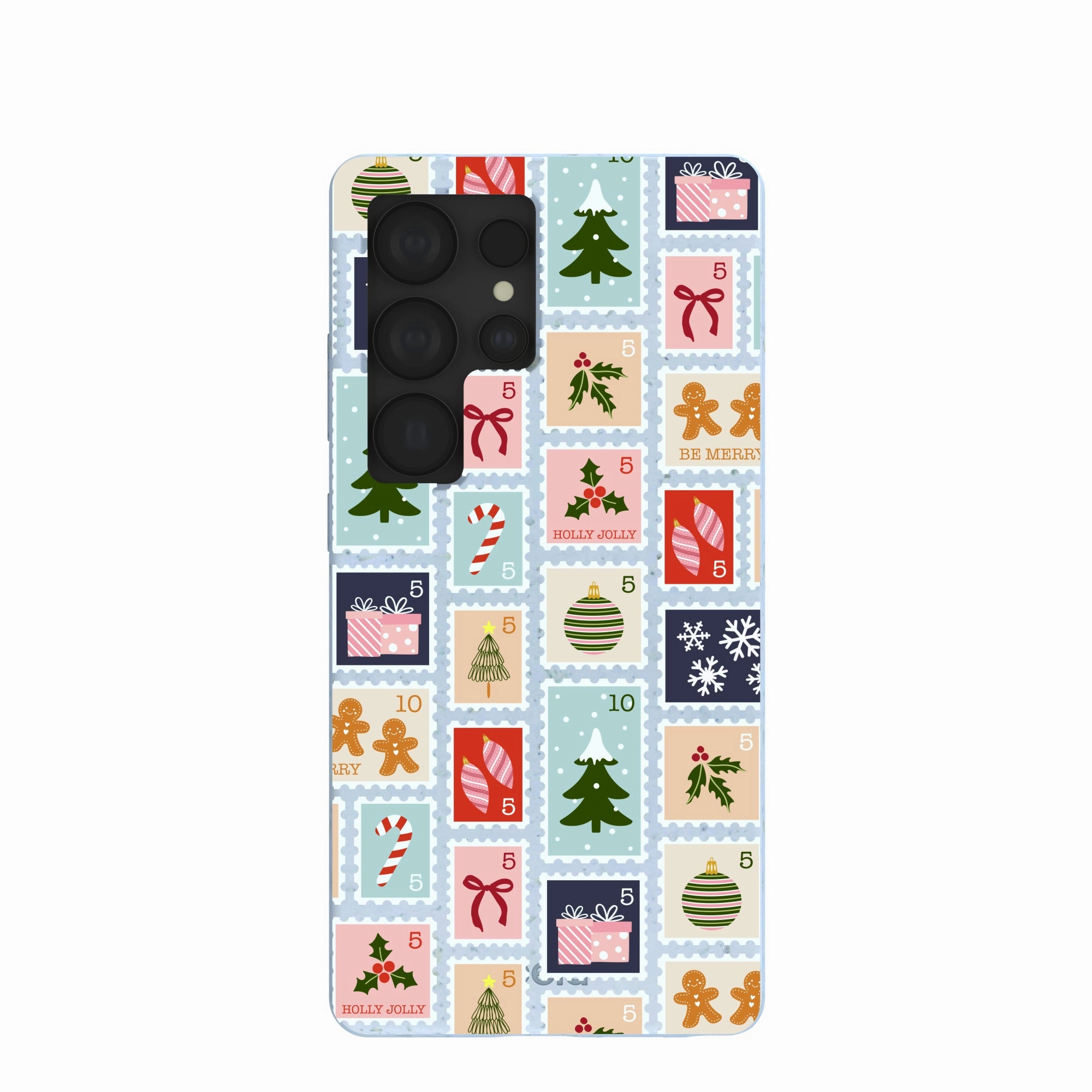 Powder Blue Noel Stamps Samsung Galaxy S25 Ultra Case Premium Feel