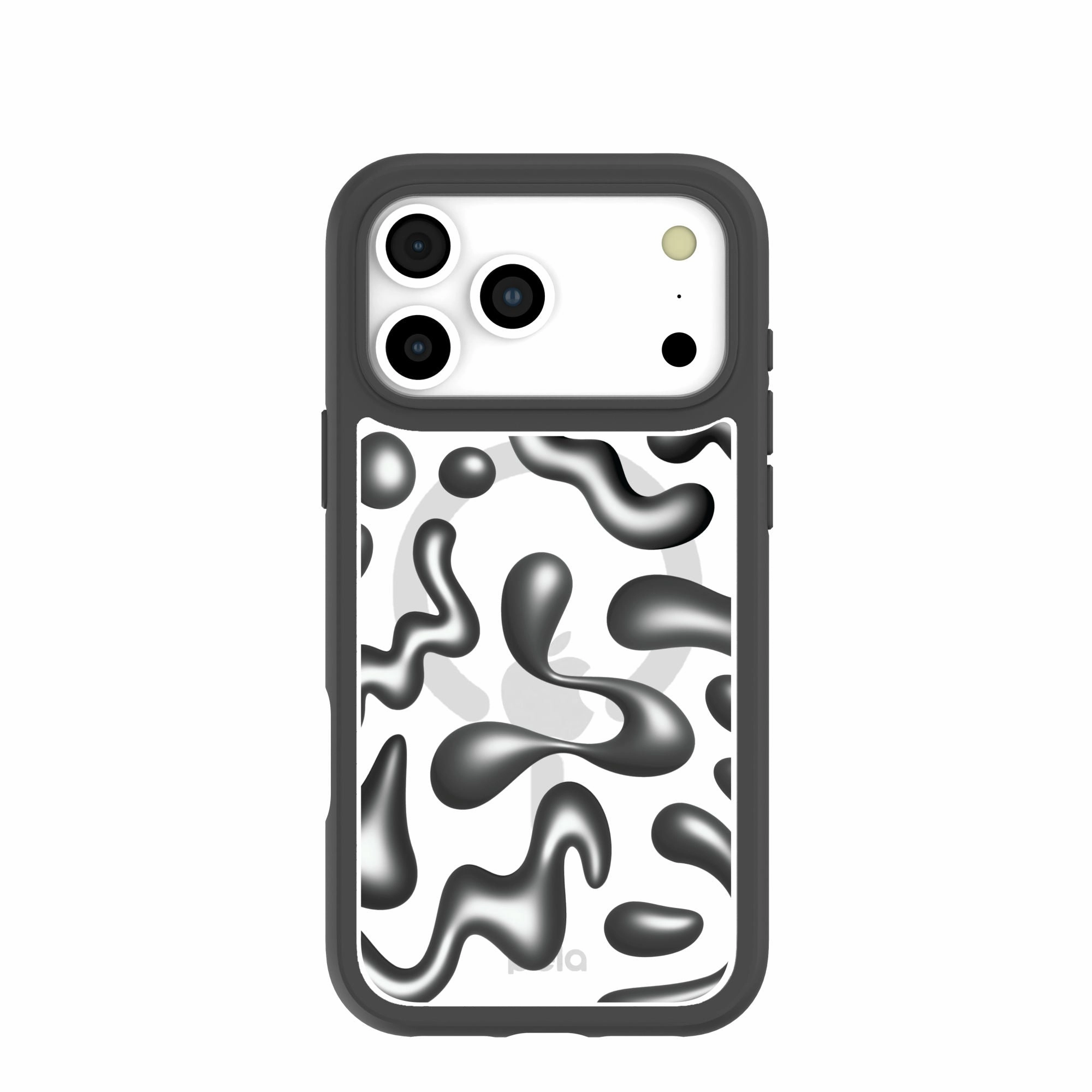 Grip Enhanced Protective Design Clear Chrome Doodles iPhone 17 Pro Max Case With Noir Ridge (MagSafe included)