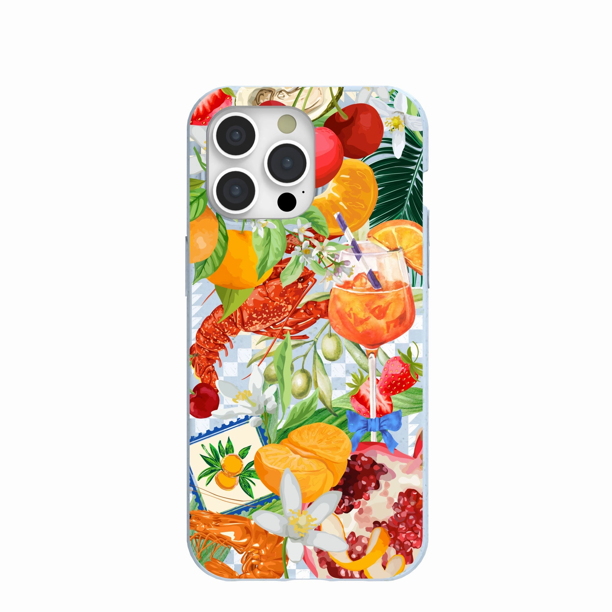 Powder Blue Mediterranean Summers iPhone 15 Pro Max Case Minimal Build Texture Drop Protection