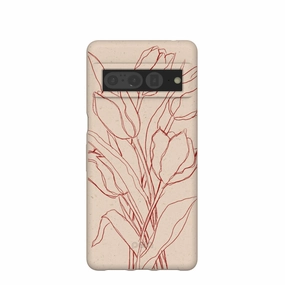 Protective Pattern Seashell Tulip Bouquet Google Pixel 7 Pro Case