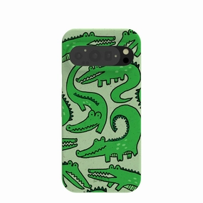 Sage Green Croc a Doodle Google Pixel 9/9 Pro Case Handy Use