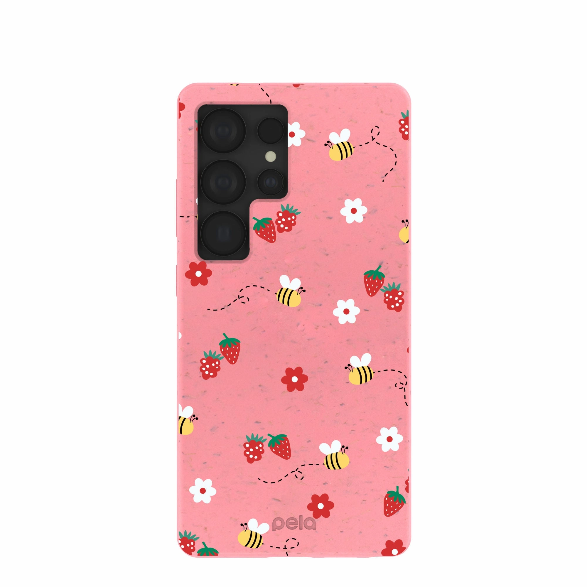 Bubblegum Pink Bees n Berries Samsung Galaxy S25 Ultra Case Soft Protection Edge Slim Fitment