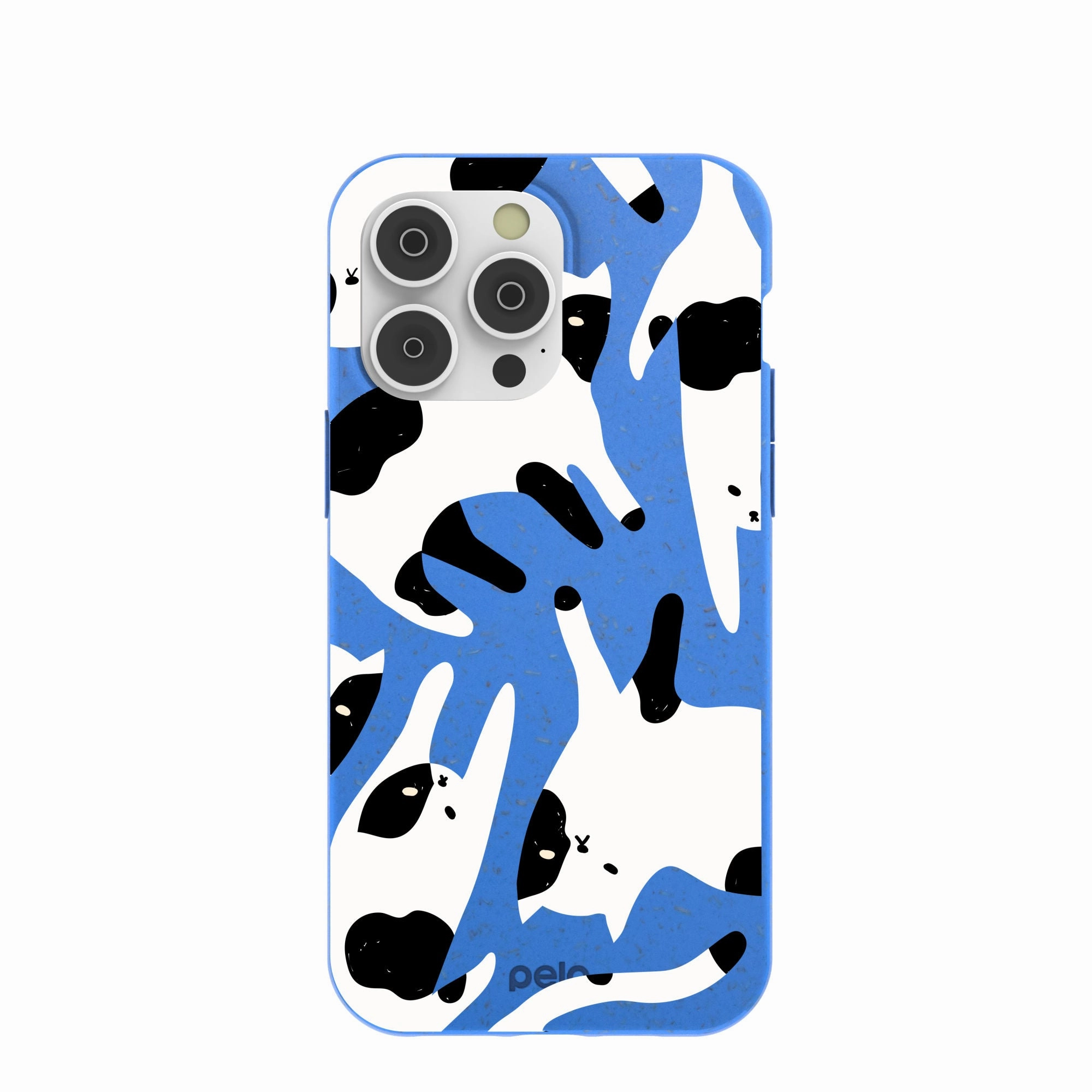 Travel Ready Electric Blue Cat Cow iPhone 14 Pro Max Case