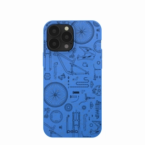 Electric Blue Changing Gears iPhone 13 Pro Max Case Simple Finish metal frame