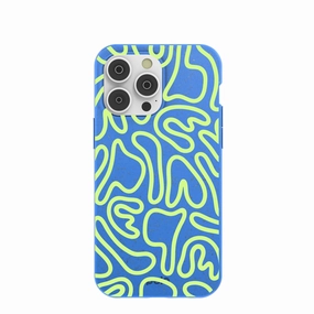 Electric Blue Dizzy Dreams iPhone 14 Pro Max Case Non Slip Artistic Design