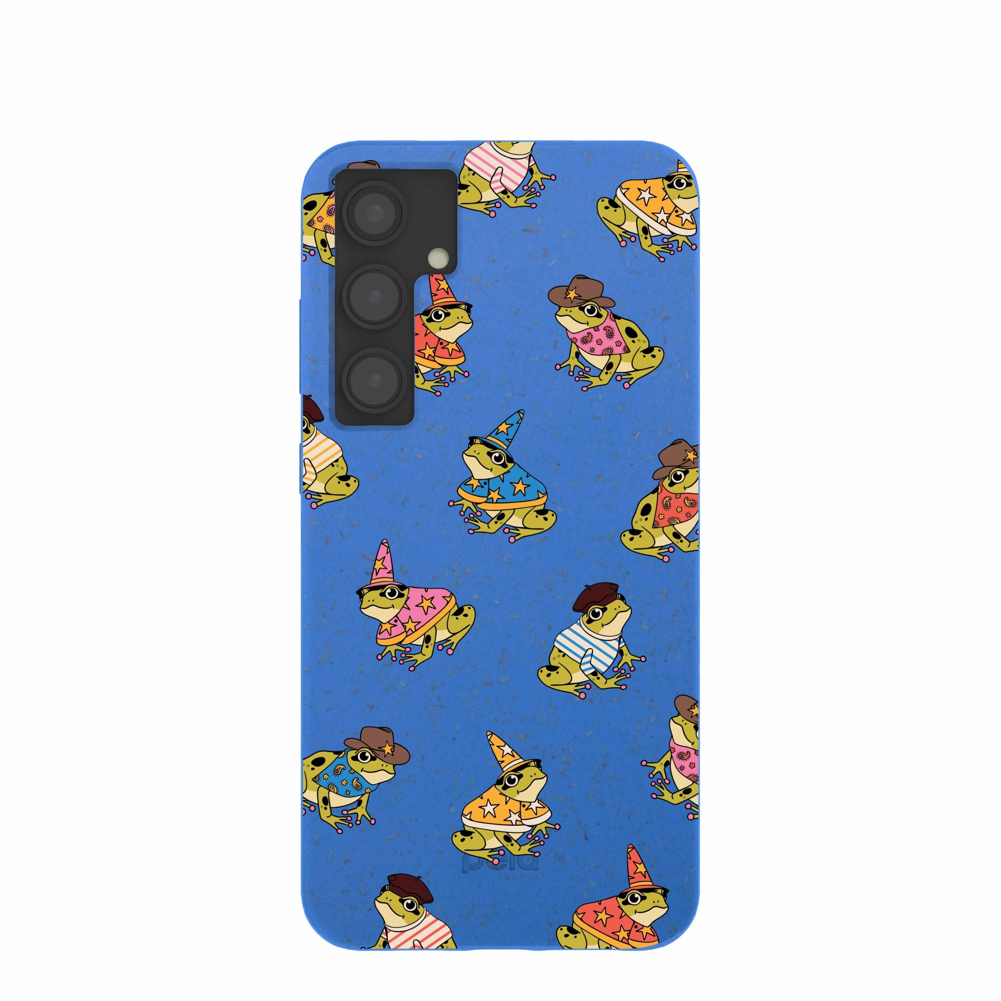 Electric Blue Fancy Frogs Samsung Galaxy S24 (Plus) Case Hybrid Look Sleek Form