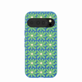 Electric Blue Flower Child Google Pixel 10/10 Pro Case Enhanced Durability Protective Form Texture