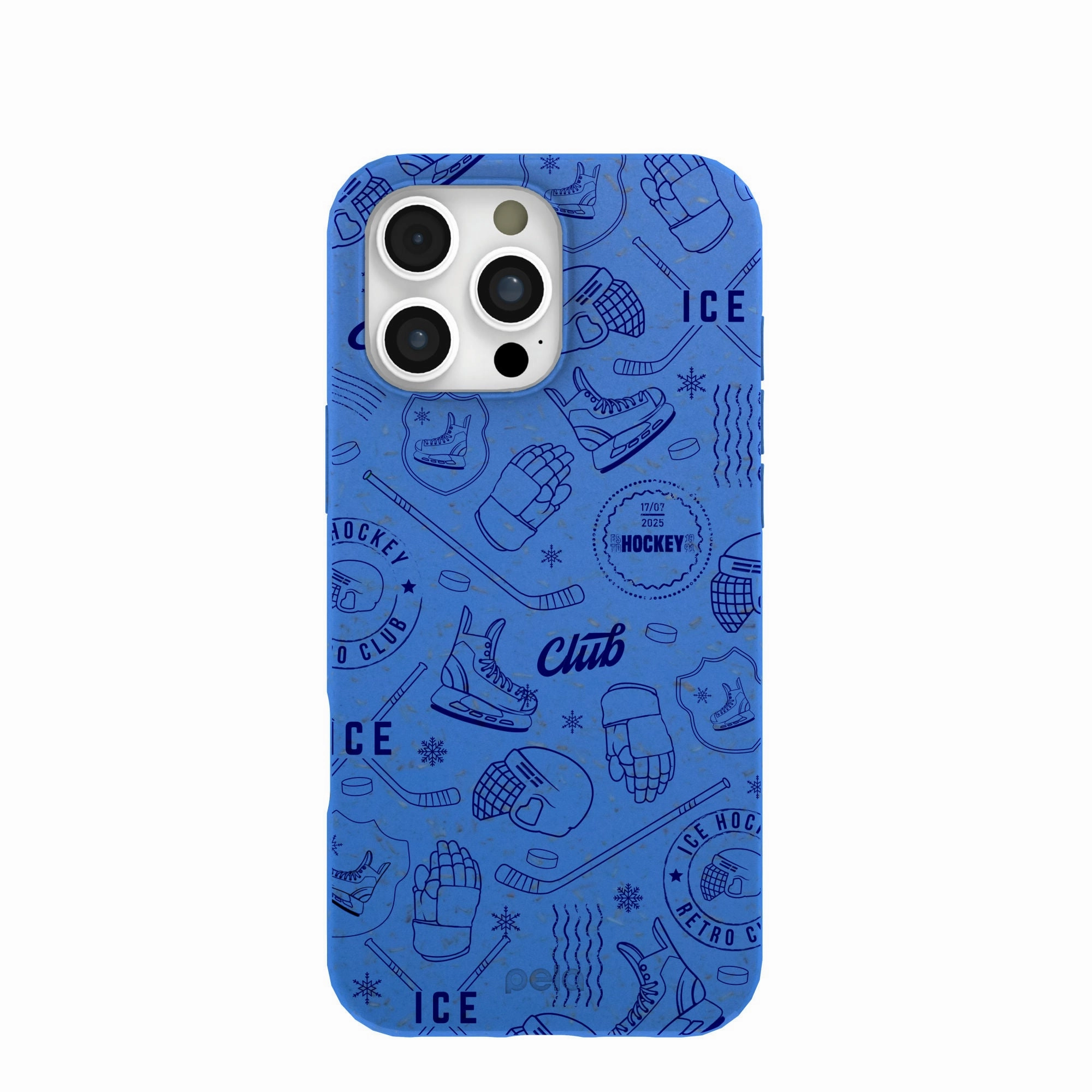 Protective Design Layer Electric Blue Hockey Postage iPhone 16 Pro Max Case