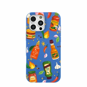 Polished Texture Electric Blue Hot Stuff iPhone 16 Pro Max Case