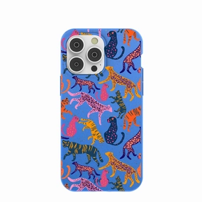 Electric Blue Jungle Cat iPhone 14 Pro Max Case Fashion Look