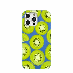 Classic Finish Sleek Finish Electric Blue Kiwi Slices iPhone 16 Pro Max Case