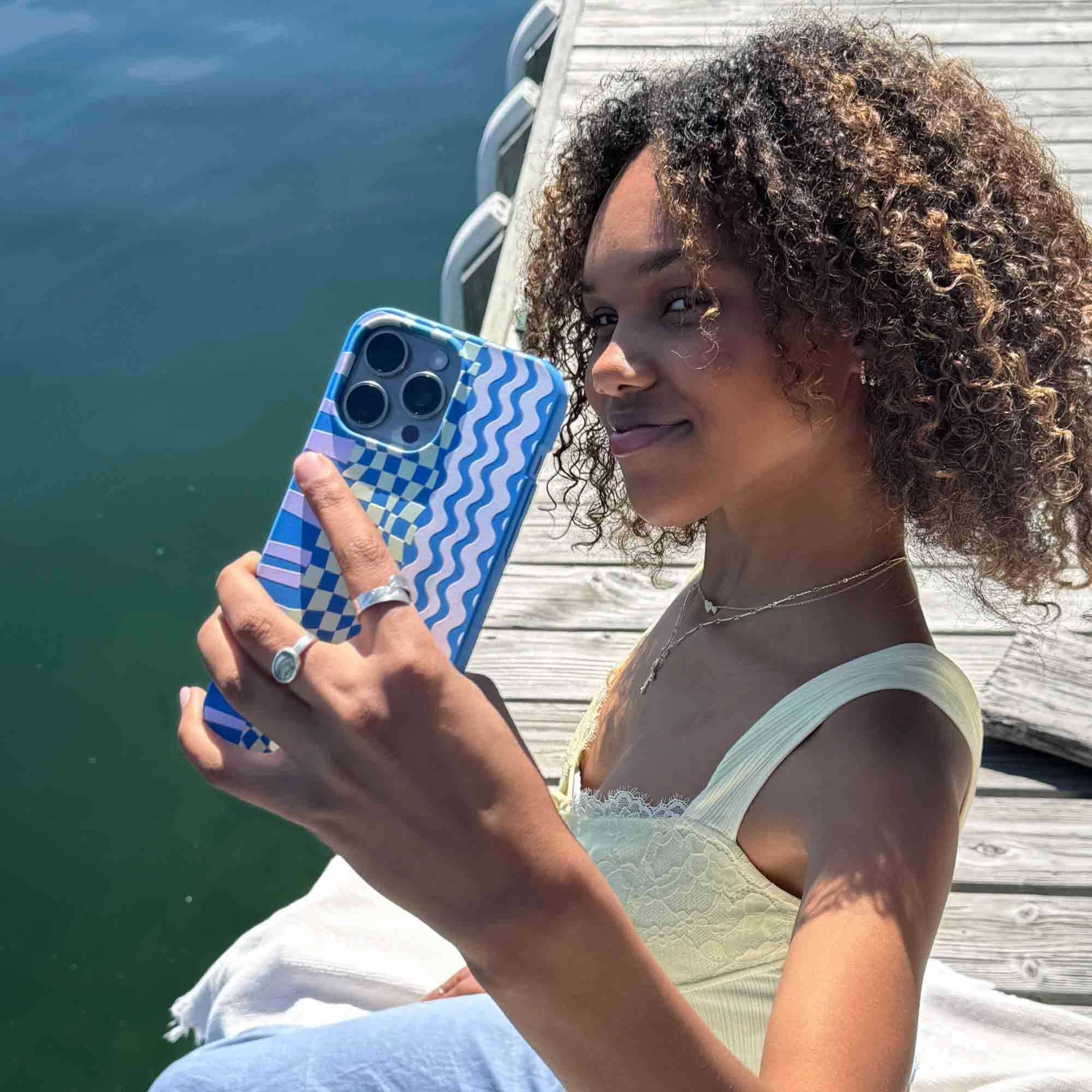 Electric Blue Mixed Up iPhone 17 Pro Max Case Soft coating Luxury Surface Layer