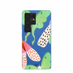 Electric Blue Mothopia Samsung Galaxy S25 Ultra Case Shock Surface Layer Matte Build