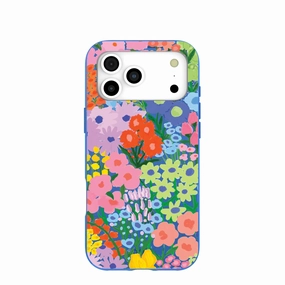 Electric Blue Painted Garden iPhone 17 Pro Max Case Comfort Build