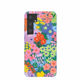 Electric Blue Painted Garden Samsung Galaxy S24 (Plus) Case Minimal Shield Texture Trendy Texture Finish