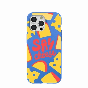 Electric Blue Say Cheese iPhone 15 Pro Max Case Soft Grip Finish Protective Craft