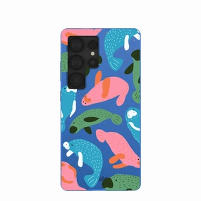 Electric Blue Sea Cows Samsung Galaxy S25 Ultra Case Gloss Layer Tough Grip