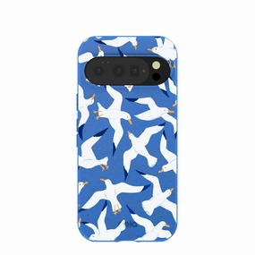 Electric Blue Seagulls Google Pixel 10/10 Pro Case Metal Texture