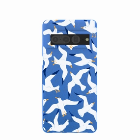 Comfort Texture Finish Gloss Finish Design Electric Blue Seagulls Google Pixel 7 Pro Case