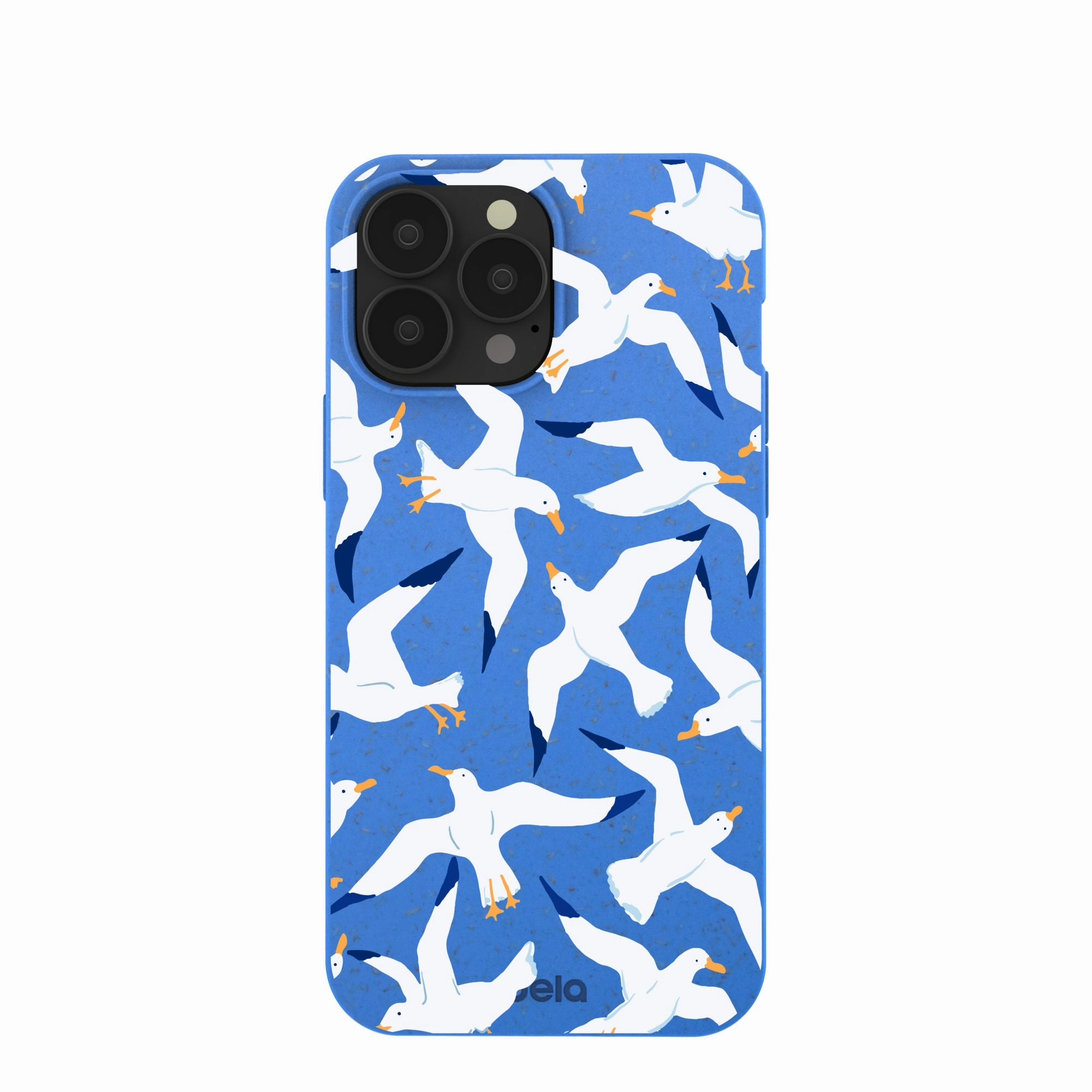 Electric Blue Seagulls iPhone 13 Pro Max Case Elegant Surface Comfort Texture