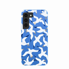 Electric Blue Seagulls Samsung Galaxy S22 Case Modern Accent
