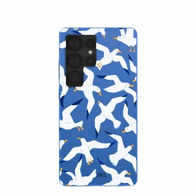 Electric Blue Seagulls Samsung Galaxy S25 Ultra Case Matte Detail